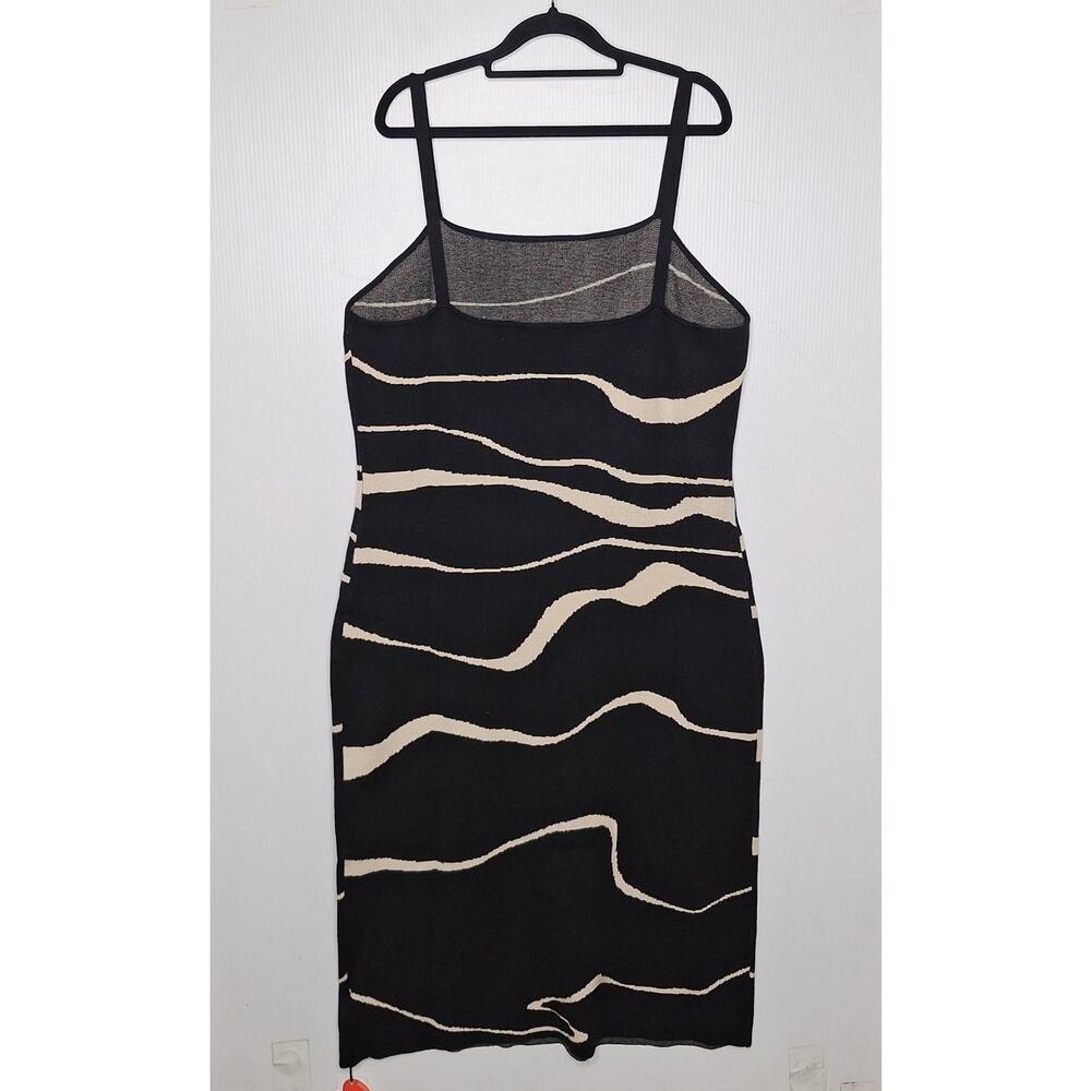 Cider Knit Bodycon Tank Midi Dress 3XL Black and Cream Swirl Zebra Marble Print - Picture 8 of 9